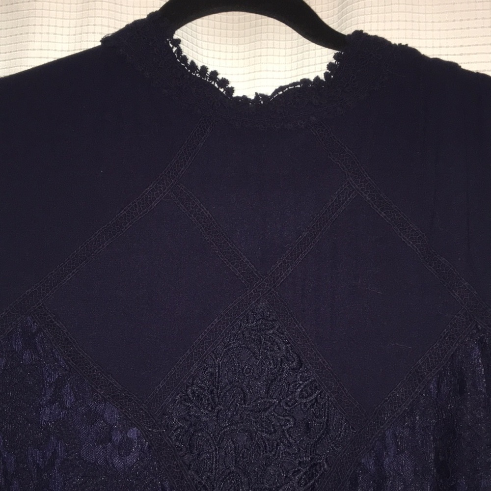 Dark blue skater dress with lace detail
